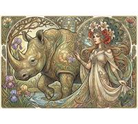 Déesse Rhinocéros Art Nouveau Mucha Puzzle 1000 Pièces Adultes Et Enfants,Dès 14 Ans,Déco Murale, Casse-tête,Premium,Carton,Jeu Éducatif,Anti-Stress,Détente,Défi 38x26cm