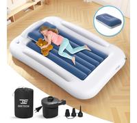 Deeteck Lit de voyage gonflable pour tout-petits - Lit portable de 152,4 cm pour voyage avec côtés de sécurité - Ensemble de matelas gonflable confortable pour enfants avec pompe à grande vitesse et