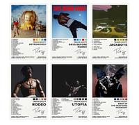 DEETREK Lot de 6 impressions sur toile sans cadre - Couverture d'album de musique - Affiches signées limitées - Poster de musique de rappeur pour chambre - Décoration murale pour chambre d'adolescents