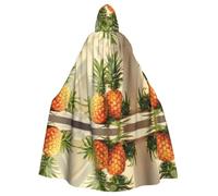 DEETTY Cape à capuche avec imprimé peinture ananas Halloween Cosplay 185 cm | Cape de carnaval en velours pour adulte - Costume élégant sur le thème des festivals