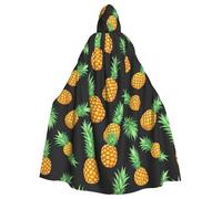 DEETTY Cape à capuche imprimé ananas pour Halloween Cosplay 185 cm | Cape de carnaval en velours pour adulte - Costume élégant sur le thème des festivals