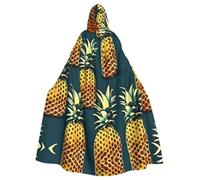 DEETTY Cape à capuche rétro avec imprimé ananas pour Halloween Cosplay 185 | Cape de carnaval en velours pour adulte - Costume élégant sur le thème des festivals