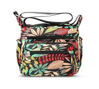 DEEVORCA Femme Sac à Bandoulière Élégant Sacs Cartables pour Femmes Exquis Impression Conception Voyage Vacances Shopping Sac à Bandoulière Imperméable Nylon Noir A