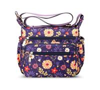 DEEVORCA Femme Sac à Bandoulière Élégant Sacs Cartables pour Femmes Exquis Impression Conception Voyage Vacances Shopping Sac à Bandoulière Imperméable Nylon Violet