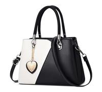 DEEVORCA Mode Femme Sac à Main Élégant Sac à Bandoulière Moyen Décontracté Cuir PU Imperméable Sac Messager Voyage Date Travail Fête Entreprise Sac Porté Épaule Pendentif Amour Noir A
