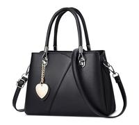 DEEVORCA Mode Femme Sac à Main Élégant Sac à Bandoulière Moyen Décontracté Cuir PU Imperméable Sac Messager Voyage Date Travail Fête Entreprise Sac Porté Épaule Pendentif Amour Noir B
