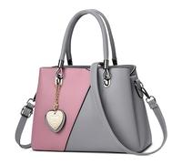 DEEVORCA Mode Femme Sac à Main Élégant Sac à Bandoulière Moyen Décontracté Cuir PU Imperméable Sac Messager Voyage Date Travail Fête Entreprise Sac Porté Épaule Pendentif Amour Gris A
