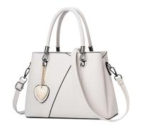 DEEVORCA Mode Femme Sac à Main Élégant Sac à Bandoulière Moyen Décontracté Cuir PU Imperméable Sac Messager Voyage Date Travail Fête Entreprise Sac Porté Épaule Pendentif Amour Blanc A