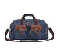 DEEVORCA Mode Hommes Toile Sacs de Voyage 50L Grande Capacité Sac Weekender avec Poignée D'épaule pour Vacances Entreprise Quotidien Extérieur Homme Vintage Sac de Sport Bleu