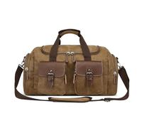 DEEVORCA Mode Hommes Toile Sacs de Voyage 50L Grande Capacité Sac Weekender avec Poignée D'épaule pour Vacances Entreprise Quotidien Extérieur Homme Vintage Sac de Sport Brun