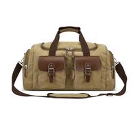 DEEVORCA Mode Hommes Toile Sacs de Voyage 50L Grande Capacité Sac Weekender avec Poignée D'épaule pour Vacances Entreprise Quotidien Extérieur Homme Vintage Sac de Sport Kaki