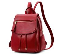 DEEVORCA Sac à Dos Femme Cuir PU Imperméable, Sac à Main à Porter Dos ou Épaule, Multi-Poches Antivol, pour Travail, Études, Voyage & Shopping Rouge