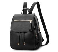 DEEVORCA Sac à Dos Femme Cuir PU Imperméable, Sac à Main à Porter Dos ou Épaule, Multi-Poches Antivol, pour Travail, Études, Voyage & Shopping Noir