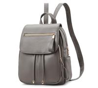 DEEVORCA Sac à Dos Femme Cuir PU Imperméable, Sac à Main à Porter Dos ou Épaule, Multi-Poches Antivol, pour Travail, Études, Voyage & Shopping Gris