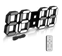 Deeyaple Horloge Murale Digitale LED 3D Grand Réveil Télécommande 38.1CM 12/24 Heure Temperature Date Affichage Temps Mémoire Fonction Snooze Veilleuse Luminosité Regolabile Cuisine Bureau Salon