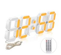 Deeyaple Réveil Digitale LED 3D Grand Horloge Murale Télécommande 38.1CM 12/24 Heure Temperature Date Affichage Temps Cycle Six Couleurs Mémoire Fonction Snooze Veilleuse Luminosité Regolabile