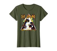 Def Leppard Hysteria Rock Music Band T-Shirt, Femme, Olive, XS