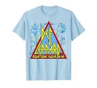 Def Leppard - Logo Sucre T-Shirt, Homme, Bleu Céleste, 3XL