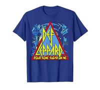 Def Leppard - Logo Sucre T-Shirt, Homme, Bleu Royal, L