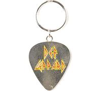Def Leppard Porte-clés avec Logo Pick, Rouge/Jaune/Marron, Taille Unique, Chaîne Classique