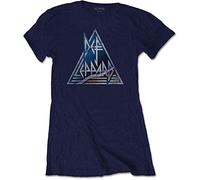 Def Leppard - T-Shirt # L Blue Femmina # Triangle Logo [Import]