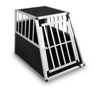 Defacto Cage de transport pour chien en aluminium - Cage de voyage pour voiture - Porte grillagée verrouillable - En aluminium - Pour le transport d'animaux - Argenté, XL 91 x 65 x 69 cm