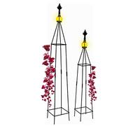 Defacto Lot de 2 tuteurs autoportants en treillis métallique résistant aux intempéries et inoxydable - 100 x 14 x 14 cm et 80,5 x 12 x 12 cm - Noir