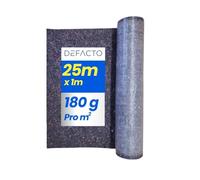 DEFACTO Non-tissé de peintre - 25 m x 1 m - 180 g - 25 m² - Non tissé antidérapant - Avec revêtement PE antidérapant - Protection de surface pour peintre et rouleau non tissé - Feutre de protection