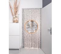 DEFACTO Rideau de porte en chenille (90 x 220 cm) - Protection contre les insectes - Fabriqué en Italie - Facile à nettoyer - Vision efficace et bloqueur de chaleur - Mélange gris/blanc