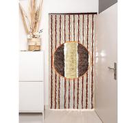 DEFACTO Rideau de porte en chenille (90 x 220 cm) - Protection contre les insectes, le camping - 100 % fabriqué en Italie - Polyvalent, facile à nettoyer, bloqueur de vue et de chaleur - Marron/beige