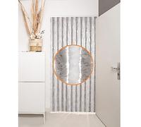 DEFACTO Rideau de porte en chenille (90 x 220 cm) - Protection contre les insectes, le camping - 100 % fabriqué en Italie - Polyvalent, facile à nettoyer, bloqueur de vue et de chaleur - Gris/blanc