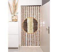 defacto® Rideau de porte en tissu chenille - 100 x 200 cm - Protection contre les insectes - Fabriqué en Italie - Marron/beige