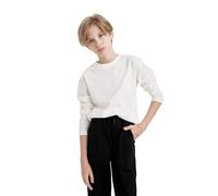DeFacto Stilvolle Bequeme Langarmshirts, Pullover und Unterhemden für Jungen T-Shirt, Blanc cassé, 13-14 Ans Garçon
