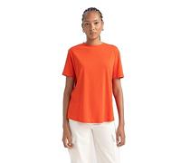 DeFacto T-Shirt Classique Basique pour Femme - T-Shirt Confortable pour Femme, Rouge, XS