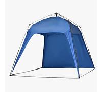 DEFACTO Tonnelle d'extérieur - 2,5 x 2,5 x 1,9 m - Imperméable et protection UV - Tente de jardin avec 1 partie latérale, sac, sardines, robuste - Tente pop-up - Montage en 2 minutes - Bleu