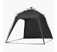DEFACTO Tonnelle d'extérieur - 2,5 x 2,5 x 1,9 m - Imperméable et protection UV - Tente de jardin avec 1 partie latérale, sac, sardines, camping et fête - Montage en 2 minutes - Noir