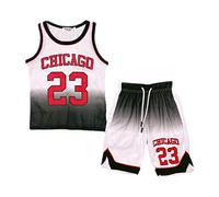 Default Ensemble Short de Basketball d'été pour garçons et Filles Top Gilet Kit Set, Chicago Blanc, 3-4 Ans