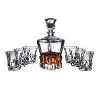 DEFBOW Accessoires de Bar Aérateur de vin en Cristal créatif Carafe à Whisky gravée et 6 Verres à gobelet Ensembles de Bar Carafe à vin sans Plomb soufflée à la Main Carafes à Liqueur