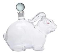 DEFBOW Accessoires de Bar Carafe exquise Carafe à Whisky en Forme de Lapin Distributeur de Liqueur en Forme d'animal du Zodiaque Carafe en Verre en Forme de Lapin Carafes à Liqueur pour Bar à domi