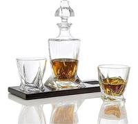 DEFBOW Carafe à Whisky, Carafe à vin, Verres à Whisky et Carafe à Liqueur, Le Verre a Un Fond carré torsadé