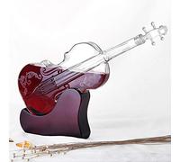DEFBOW Ensemble Carafe à Whisky et Verre, Bouteille en Verre de vin Mousseux en Forme de Violon, Coffret Cadeau pour Anniversaire, Saint-Valentin et fête, 1000 ML