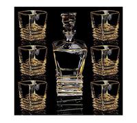DEFBOW Ensemble de Carafe à Whisky pour Hommes, Ensemble de Carafe à Whisky et de Verres, gobelet en Cristal sans Plomb avec 6 Tasses en Verre Cristal pour spiritueux, Bourbon ou Scotch, Coffret c