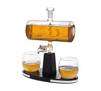 DEFBOW Ensemble de carafes à Whisky pour Hommes, Distributeur de Carafe à Whisky de 750 ML avec 2 Verres à Whisky - pour Liqueur, Scotch, Bourbon, Vodka