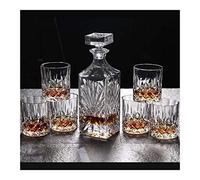 DEFBOW Ensemble de carafes à Whisky pour Hommes, Ensemble de carafes à Whisky et de Verres, Carafe à Whisky en Cristal sans Plomb de 750 ML avec 6 Verres à Whisky, Coffret Cadeau de 7 pièces
