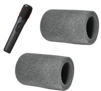 Defean Lot de 2 microphones anti-pop compatibles avec les microphones sans fil JBL PartyBox, pour microphone Fifine Amplitank K688, mousse floquée de rechange pour pare-brise - Forme cylindrique (gris