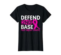 Defend 2ème Base Joueur de Baseball Sensibilisation au Cancer du Sein T-Shirt Graphique avec Valeur