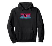 Defend Equality Fusil rétro Synthwave Sunset LGBTQ Sweat à Capuche
