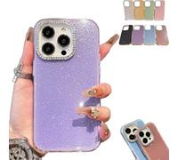 Defendcase Luxury Glitter Camera Lens Case for iPhone 16,New Ultra Thin Acrylic Luxury Clear Glitter Shockproof Protective Cover Full Camera Lens Protector (for iPhone12Pro,Purple)