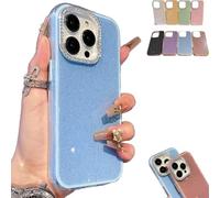 Defendcase Luxury Glitter Camera Lens Case for iPhone 16,New Ultra Thin Acrylic Luxury Clear Glitter Shockproof Protective Cover Full Camera Lens Protector (for iPhone14Pro,Blue)