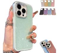 Defendcase Luxury Glitter Camera Lens Case for iPhone 16,New Ultra Thin Acrylic Luxury Clear Glitter Shockproof Protective Cover Full Camera Lens Protector (for iPhone14Pro,Green)
